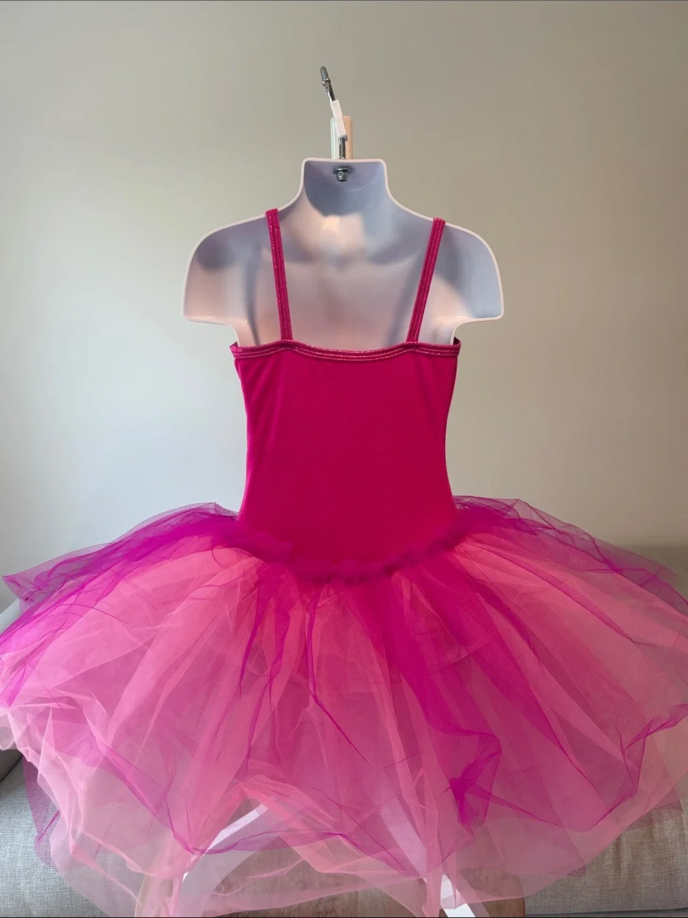 Girls Fuchsia Hot Pink Tulle Tutu Dance Costume Dress with Floral Accent